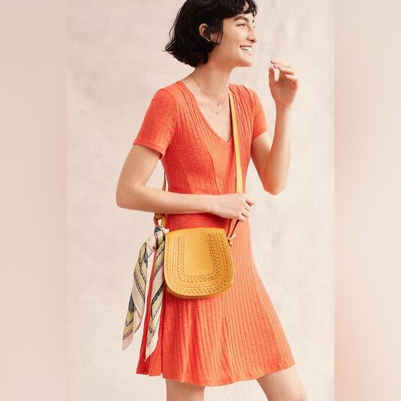 Anthropologie Dresses & Skirts - Anthropologie Dolan Left Coast Red Merle Knit Ribbed Flare Shirt Dress Size XXS